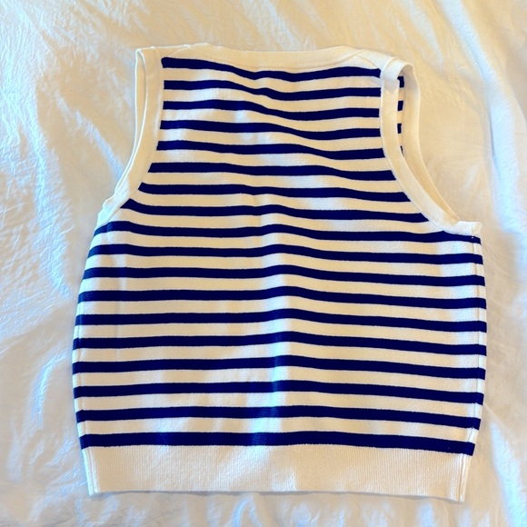 JCrew Blue/White striped vest. - Picture 2 of 4